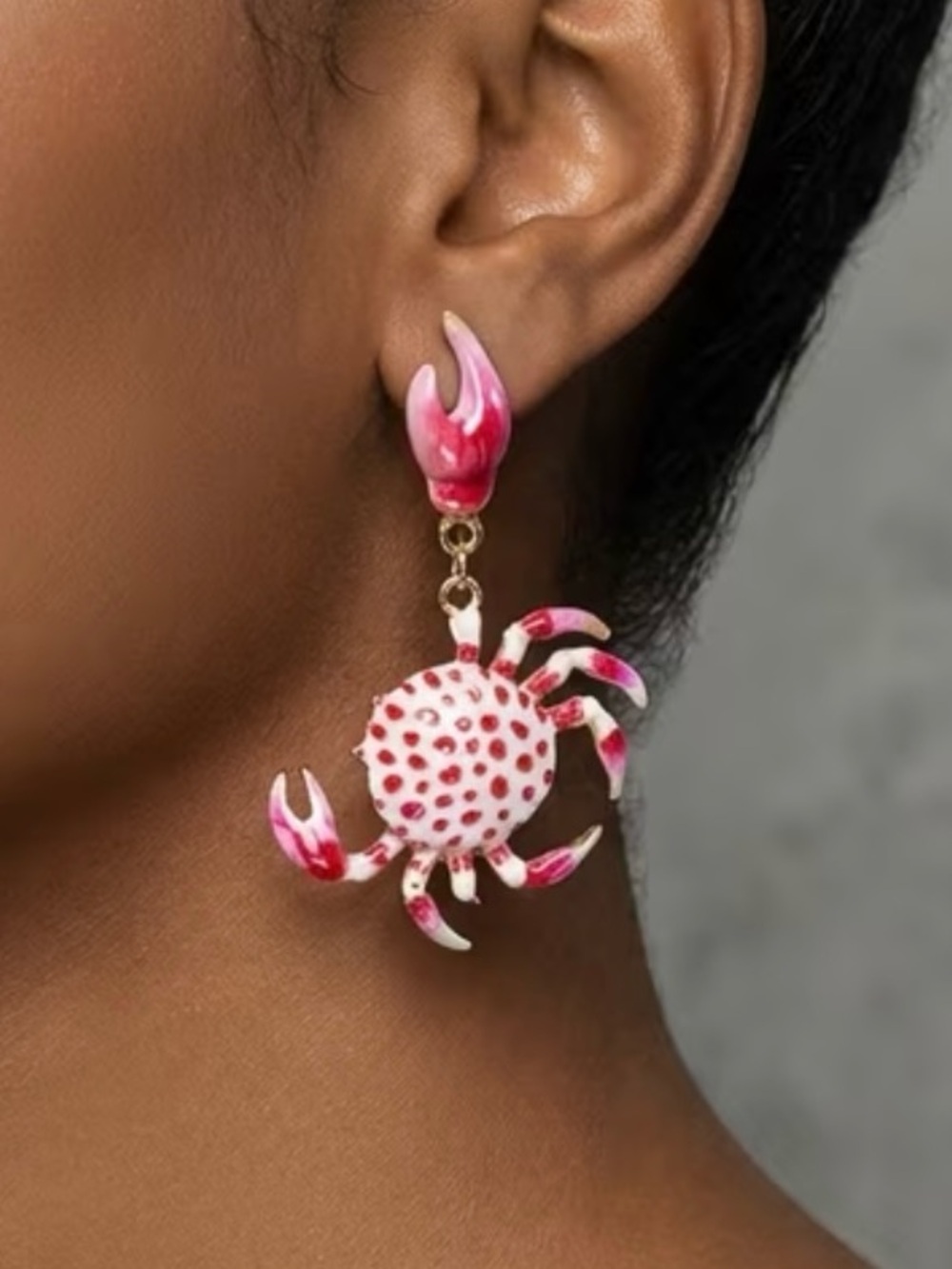 New! Cute & Chic Pink Crab Drop Earrings. Unique Trendy Crab Earrings 🦀 A7-217